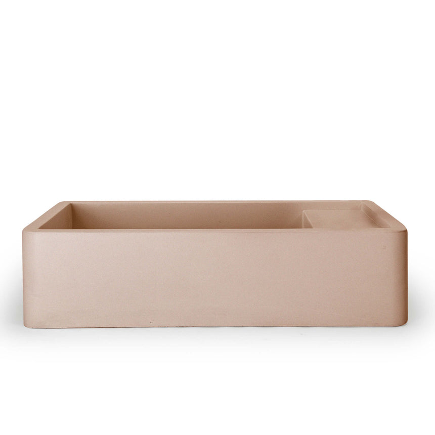 Nood Co Shelf 02 Surface Mount Basin with Overflow Pastel Peach Bathroom Basin Nood Co 0 Tap Hole Black