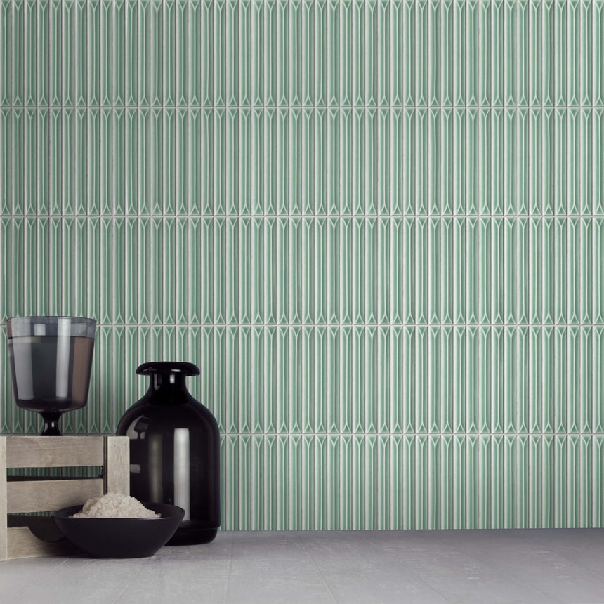 Ukibori 15x145 Gloss Frosty Mint Porcelain Mosaic Tilemall