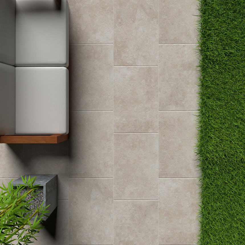 Cantal 400x600 Grip Almond Travertine Look Tiles Tilemall