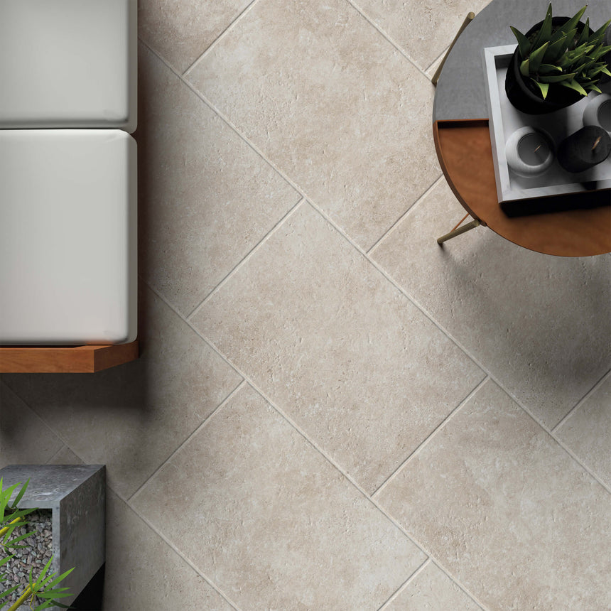 Cantal 400x600 Grip Almond Travertine Look Tiles Tilemall