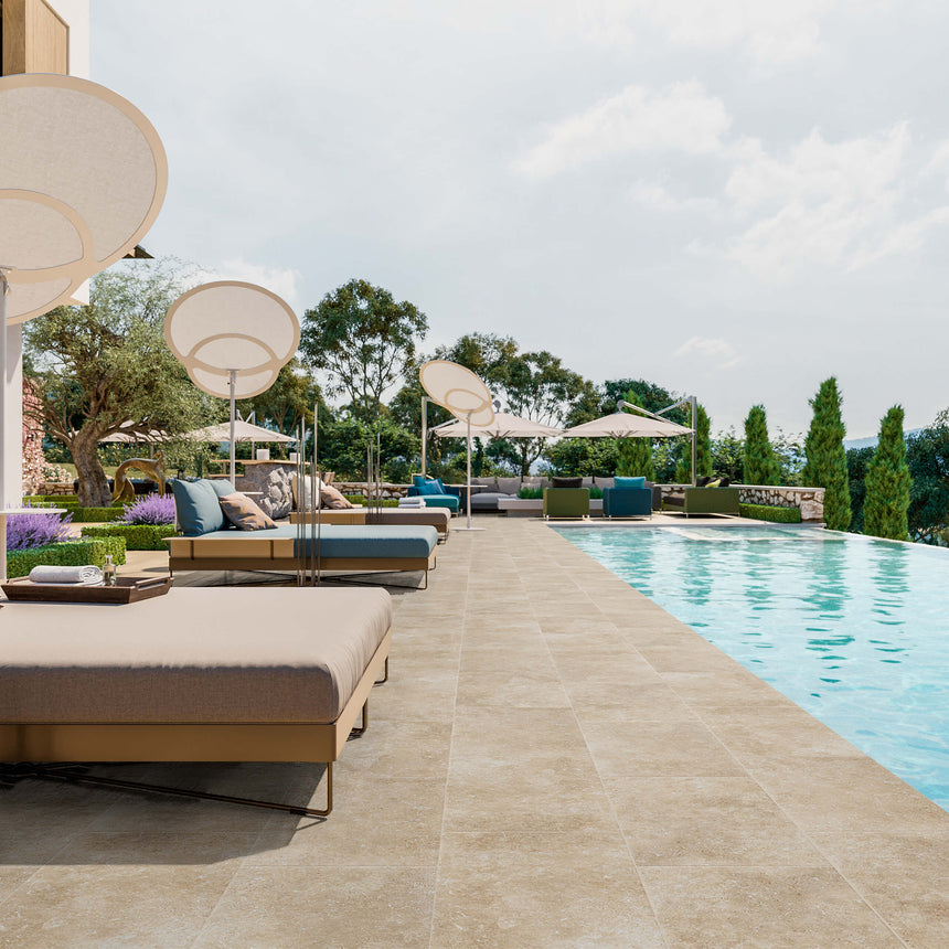 Cantal 400x600 Grip Beige Travertine Look Tiles Tilemall