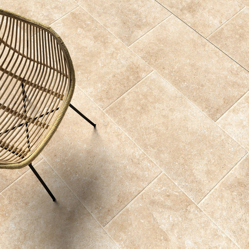 Cantal 400x600 Grip Beige Travertine Look Tiles Tilemall