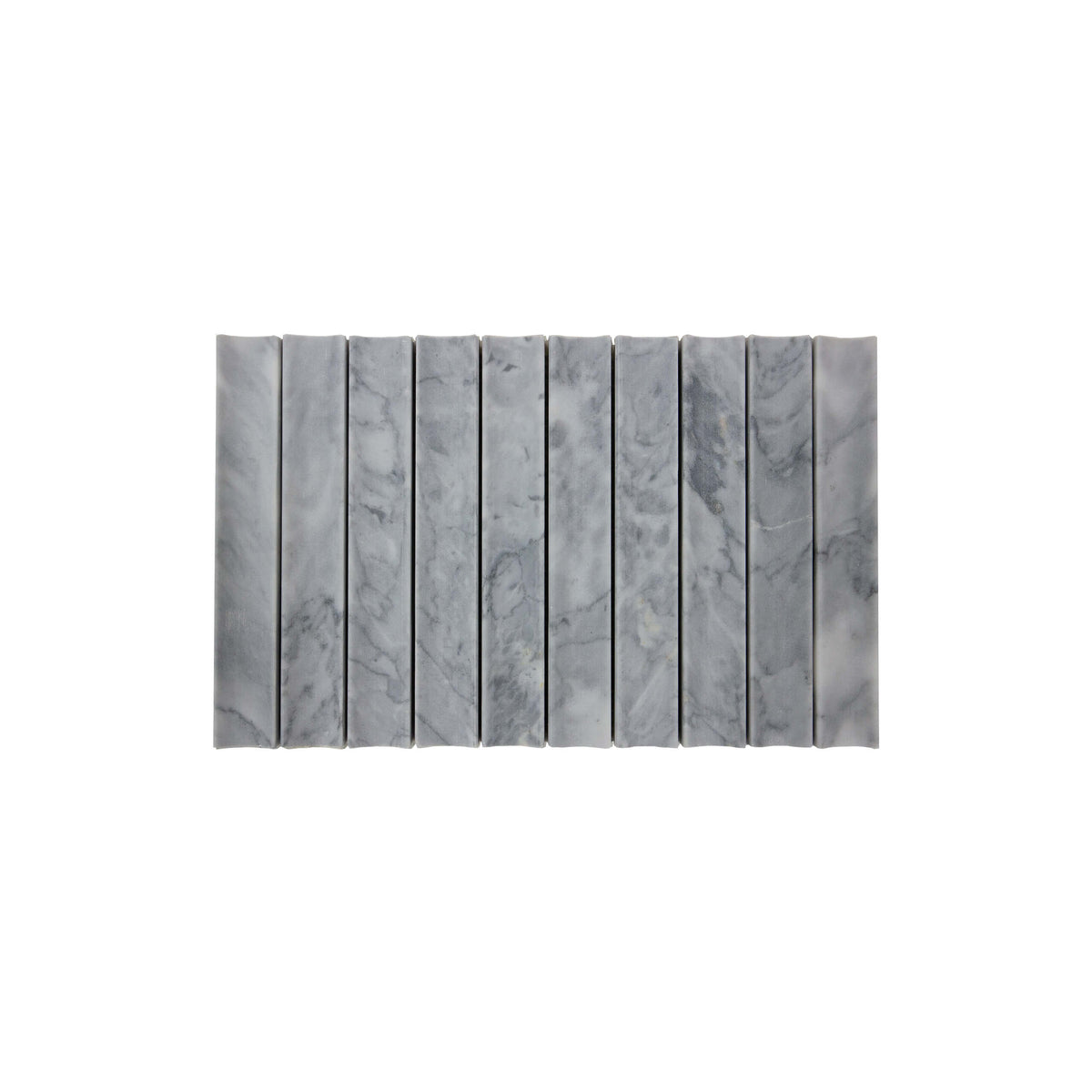 Apollo Stone Concave 198x318mm honed ice marble mosaic tiles in stacked arrangement by Tilemall