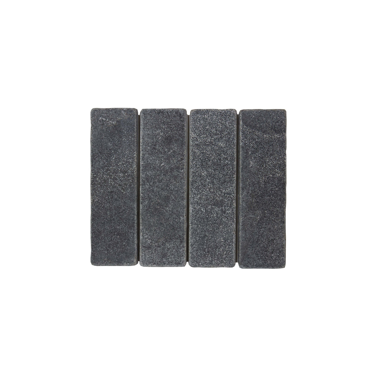 Apollo Stone 60x200mm tumbled charcoal marble mosaic tiles in stacked arrangement by Tilemall