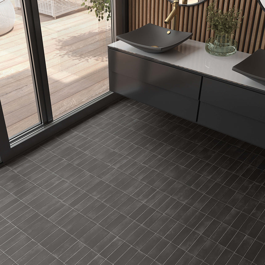Coco 50x150 Matt Black Hat Subway Tilemall