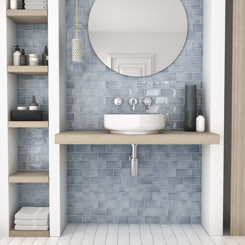 Manacor 75x150 Gloss Blue Moon Subway Tilemall