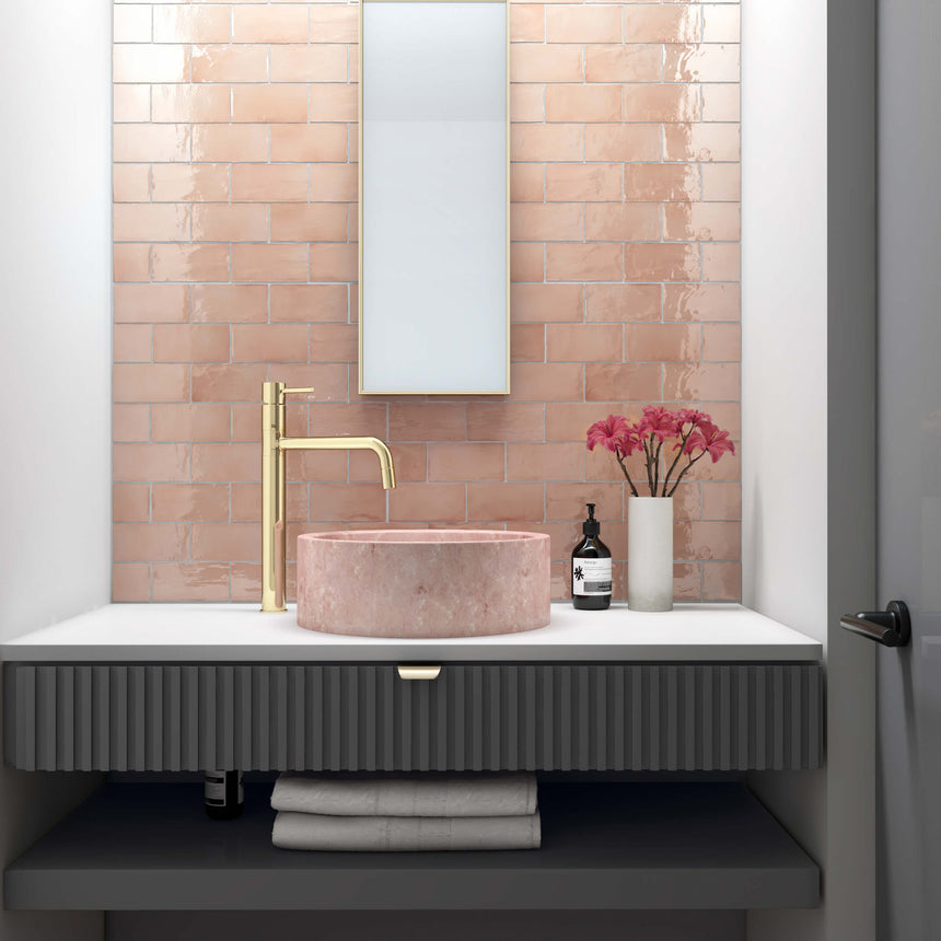 Manacor 75x150 Gloss Blush Pink Subway Tilemall