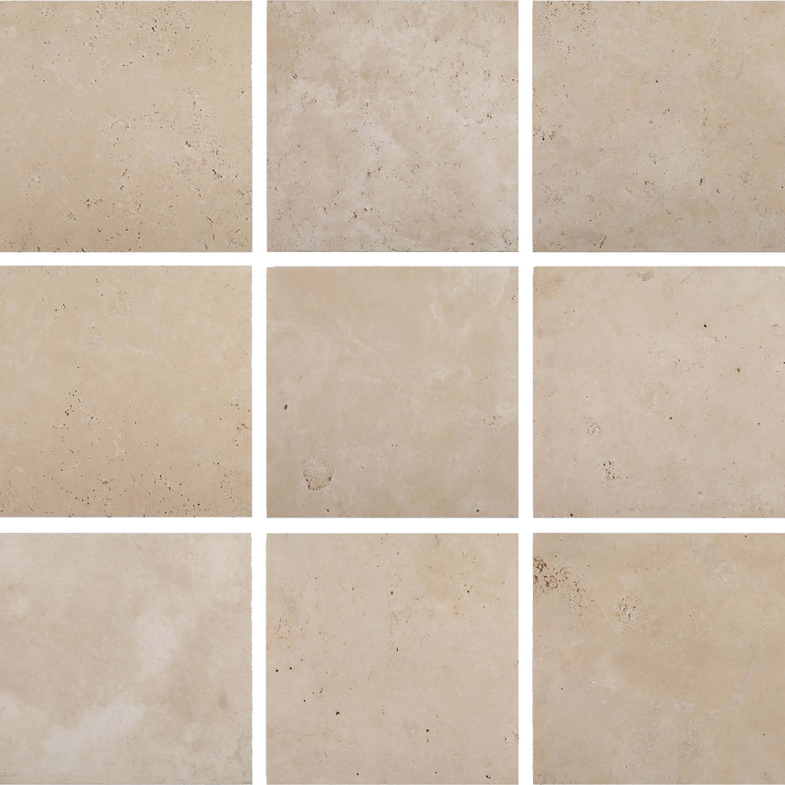Ivory Travertine 406x406x12 Honed/Unfilled Stone Natural Stone Tilemall