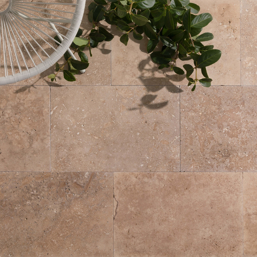 Tuscany Walnut Travertine 610x406x30 Tumbled Paver Natural Stone Tilemall