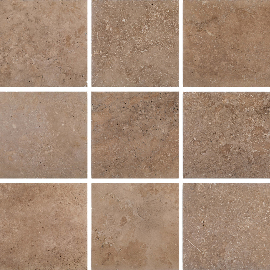 Tuscany Walnut Travertine 406x406x30 Tumbled Paver Natural Stone Tilemall