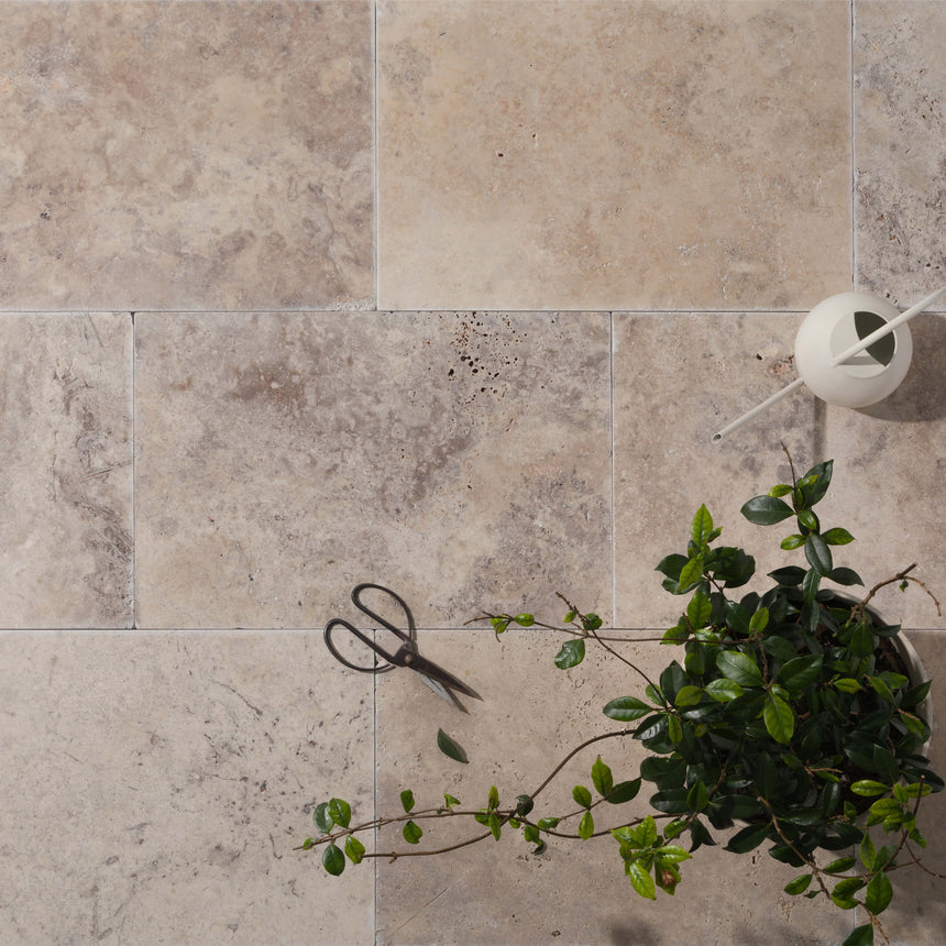 Standard Silver Travertine 610x406x30 Tumbled Paver Natural Stone Tilemall