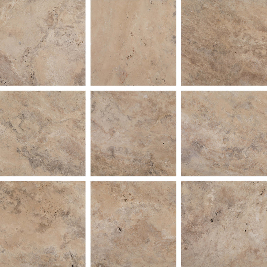 Latte Travertine 406x406x30 Tumbled Paver Natural Stone Tilemall