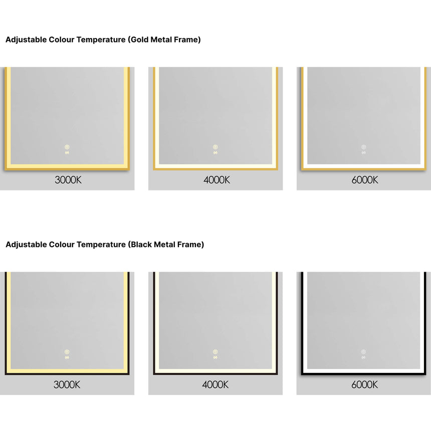 Archie Metal Frame LED Mirror 900x600 Black LED Framed Mirror Otti Australia