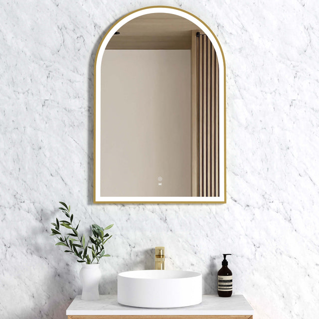 Archie Metal Frame LED Mirror 900x600 Gold LED Framed Mirror Otti Australia Default Title