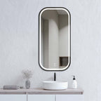 Newport Soft Square Metal Frame LED Mirror 900x450 Black