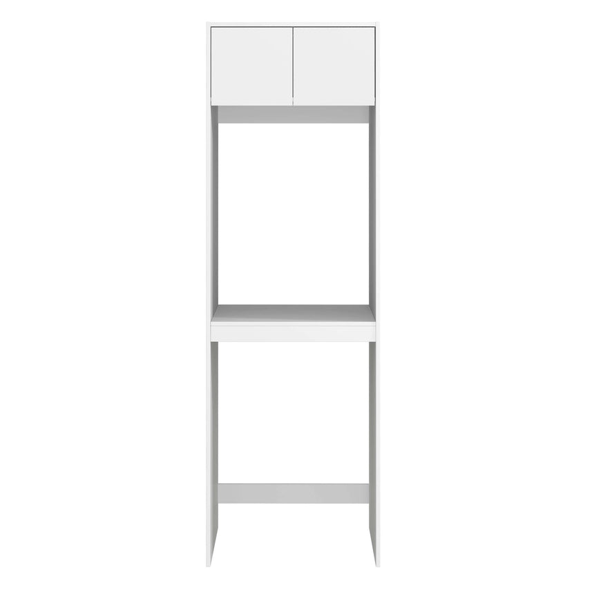 Otti Hampshire tall washing machine cabinet by Tilemall, matte white 2100mm, front view with dual doors and open shelving