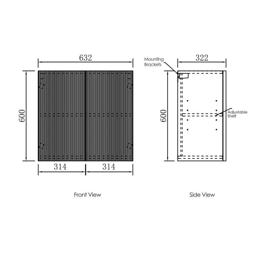 Bondi Wall Cabinet Matte White 630 Laundry Cabinet Otti Australia