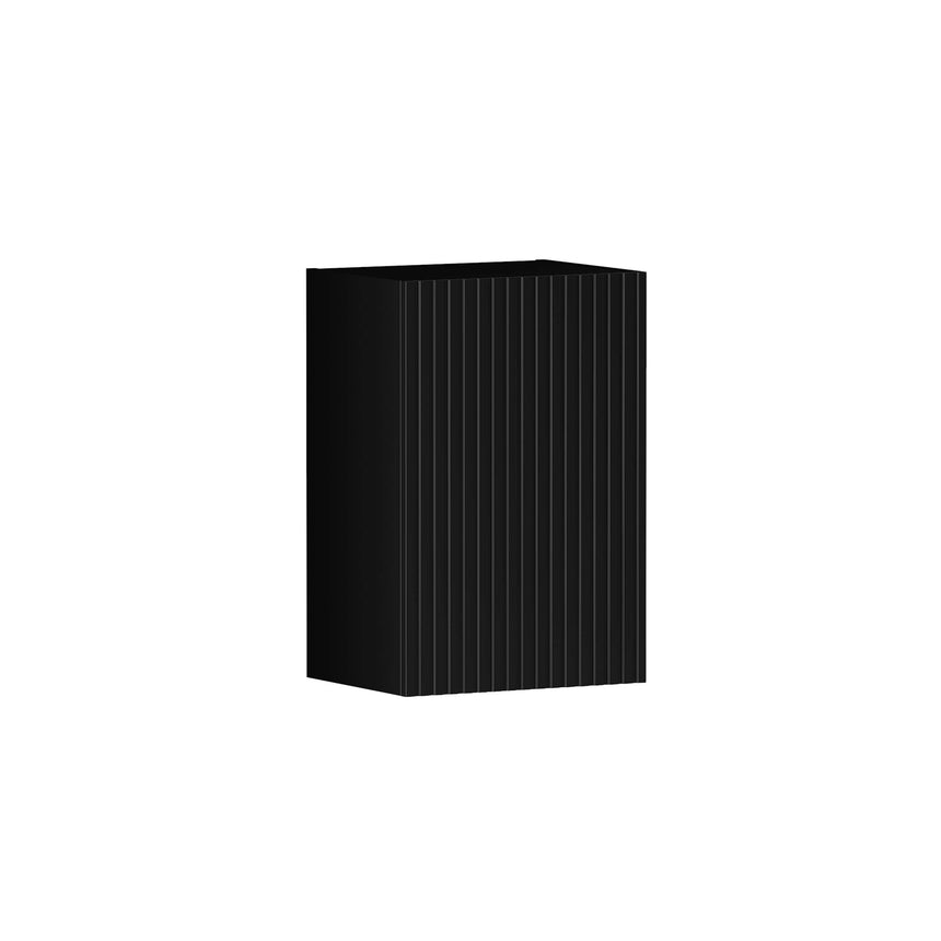 Otti Marlo wall cabinet 415mm matte black angled view showing fluted door design by Tilemall