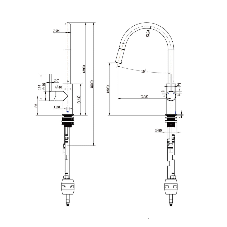 ADP Bloom Pull Kitchen Mixer Brushed Brass Tapware ADP