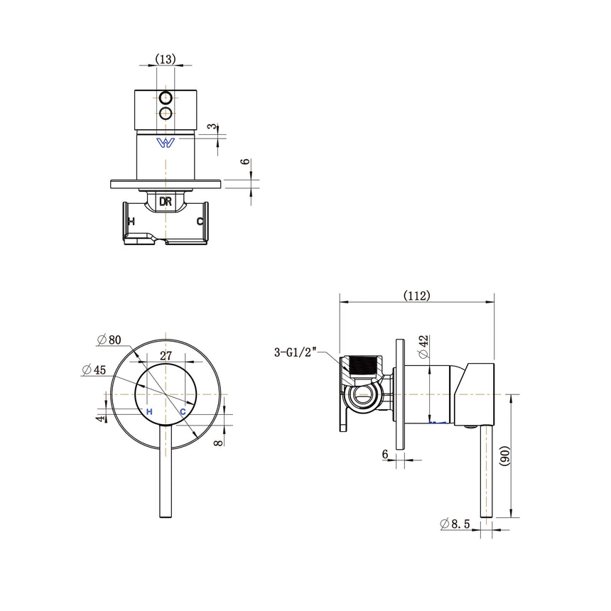 ADP Bloom Wall Mixer Brushed Nickel Tapware ADP