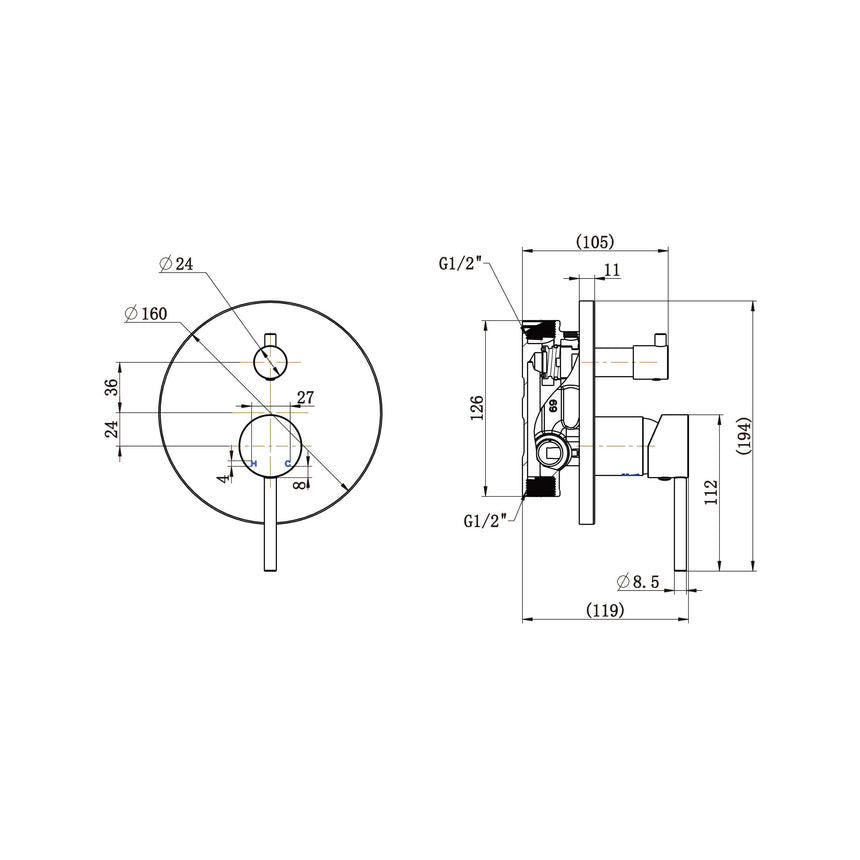 ADP Bloom Diverter Mixer Matte Black Shower ADP