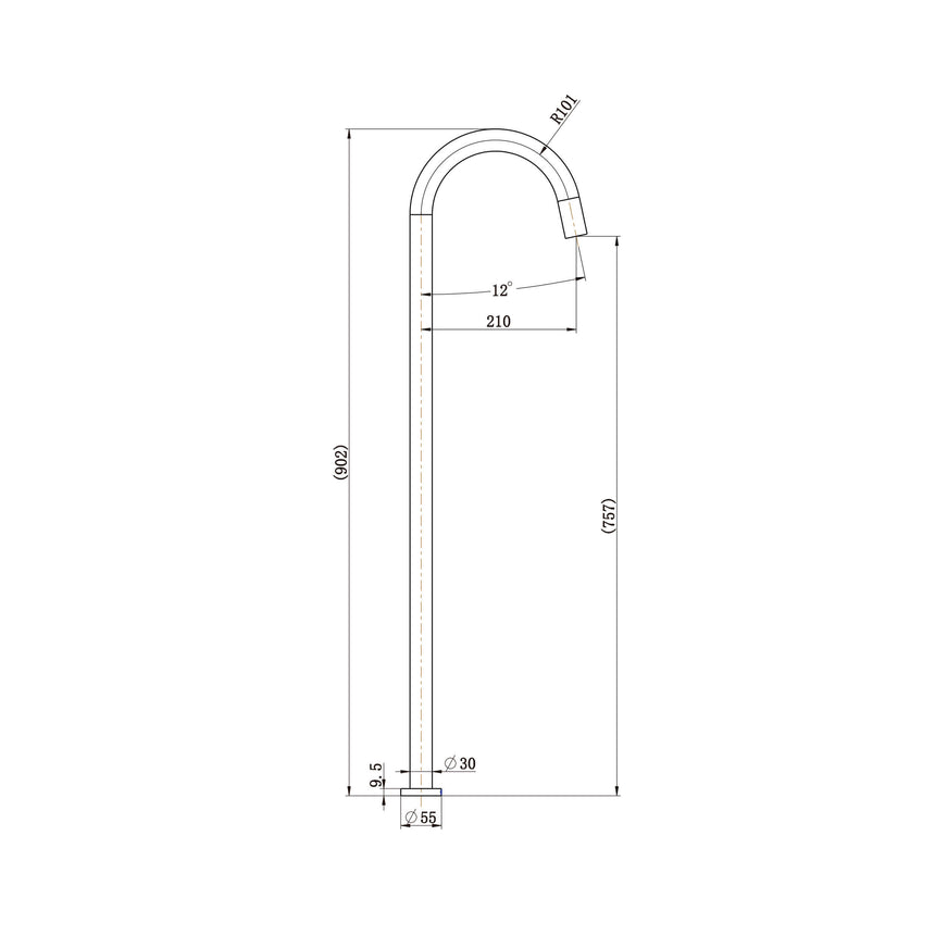 ADP Bloom Floor Bath Spout Brushed Gunmetal Tapware ADP