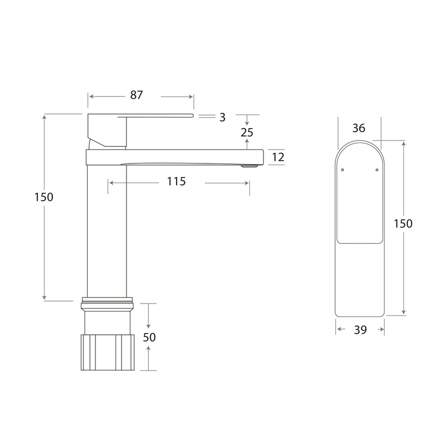 ADP Cosmopolitan Basin Mixer Matte Black Tapware ADP