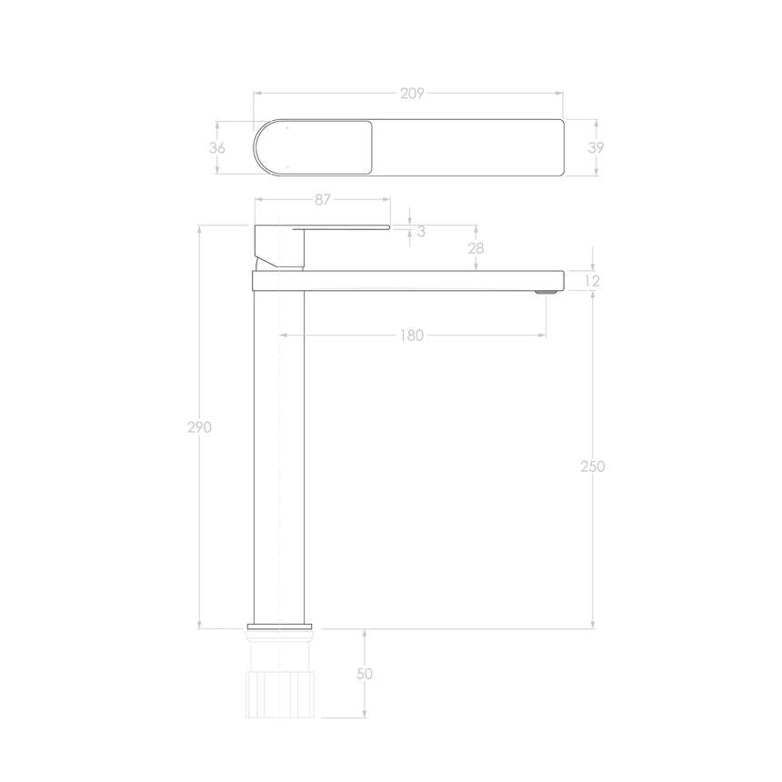 ADP Cosmopolitan Extended Basin Mixer Matte Black Tapware ADP