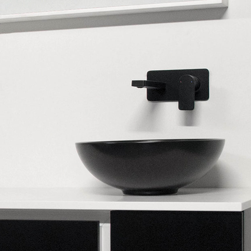 ADP Cosmopolitan Wall Basin Mixer Matte Blk Tapware ADP