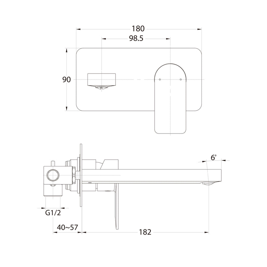 ADP Cosmopolitan Wall Basin Mixer Matte Blk Tapware ADP