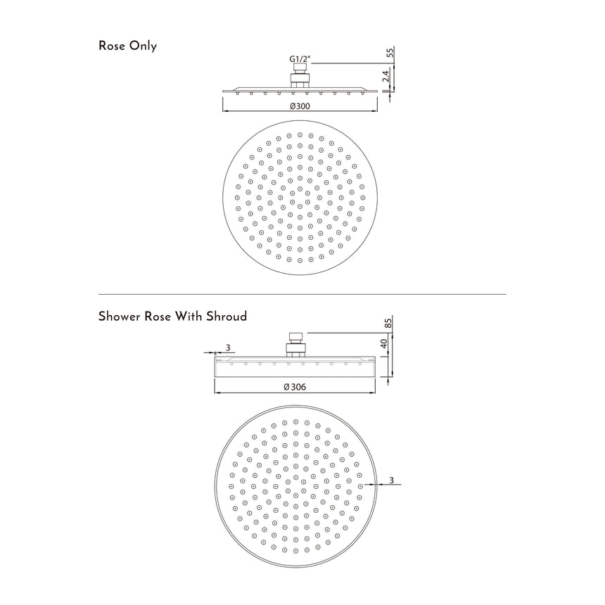 ADP Cosmopolitan Shower Rose & Chrome Shroud Shower ADP