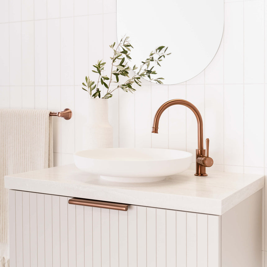ADP Eternal Goosenk Basin Mixer Brushed Copper Tapware ADP