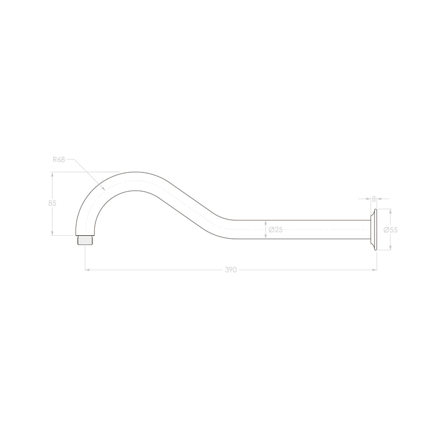 ADP Eternal Shower Arm 450mm Brushed Nickel Shower ADP