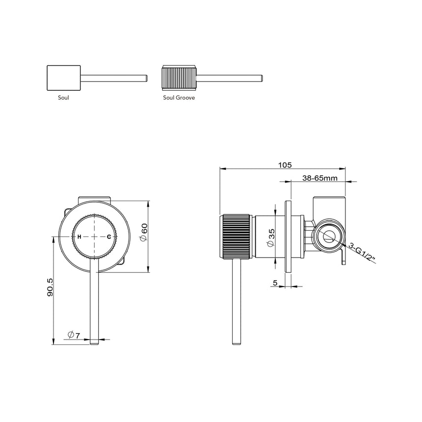 ADP Soul Groove Wall Mixer Brushed Nickel Tapware ADP