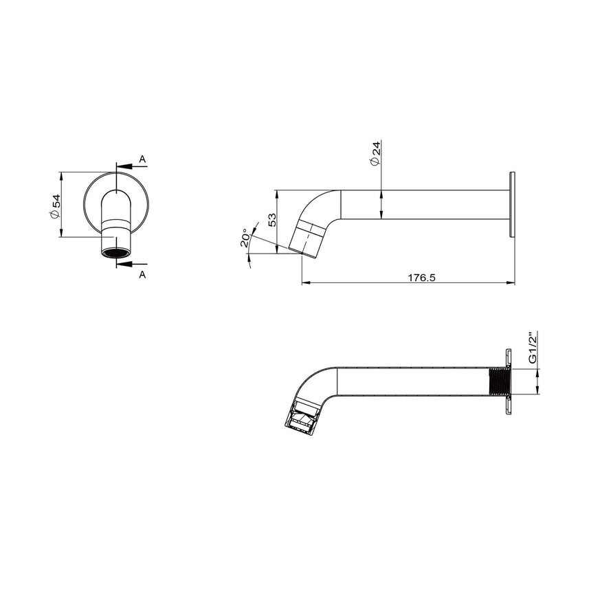 ADP Soul Wall Spout Matte Black Tapware ADP