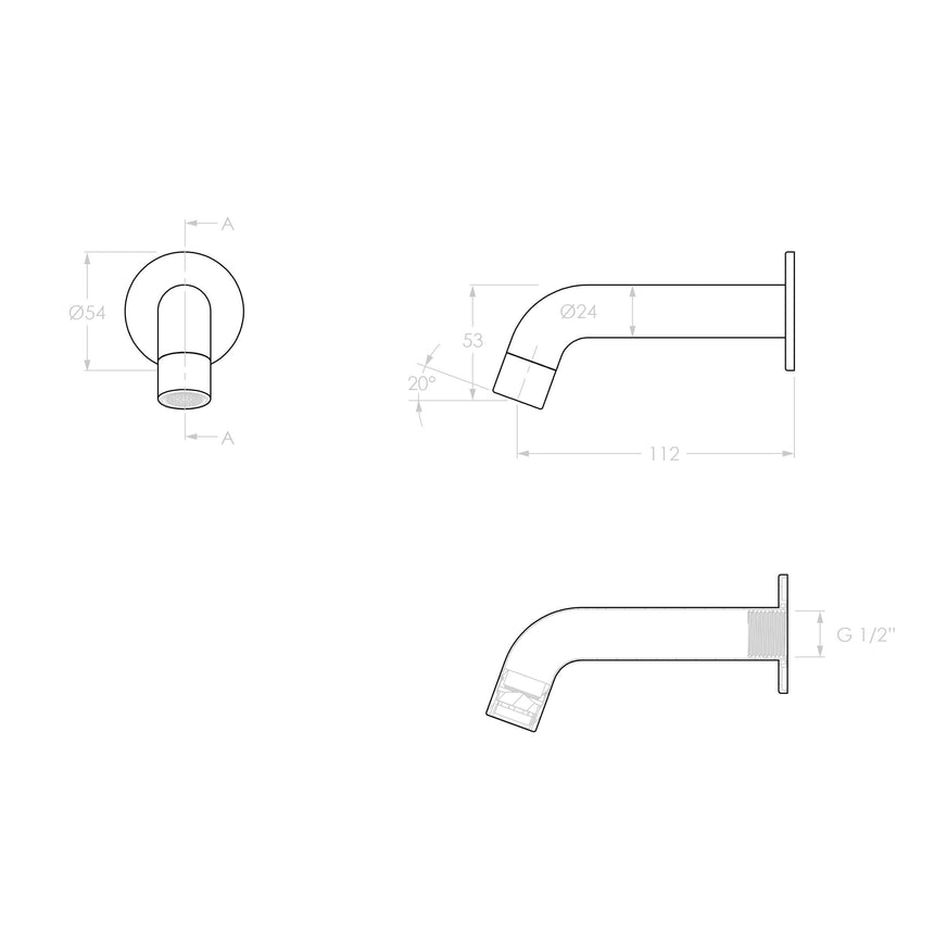 ADP Soul Mini Wall Spout Brushed Brass Tapware ADP