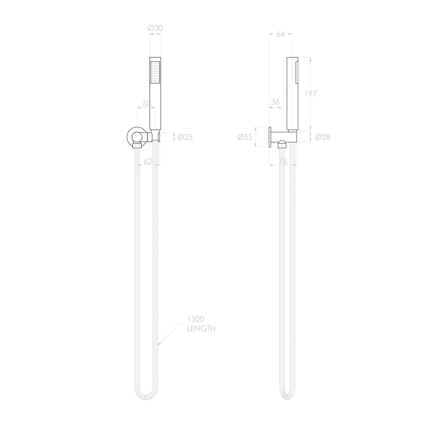 ADP Soul Slimline Handshower on Hook Brushed Nickel Shower ADP