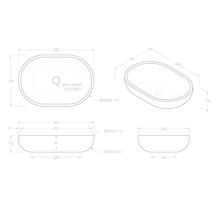 ADP Ollie Above Counter Basin Travertine Bathroom Basin ADP