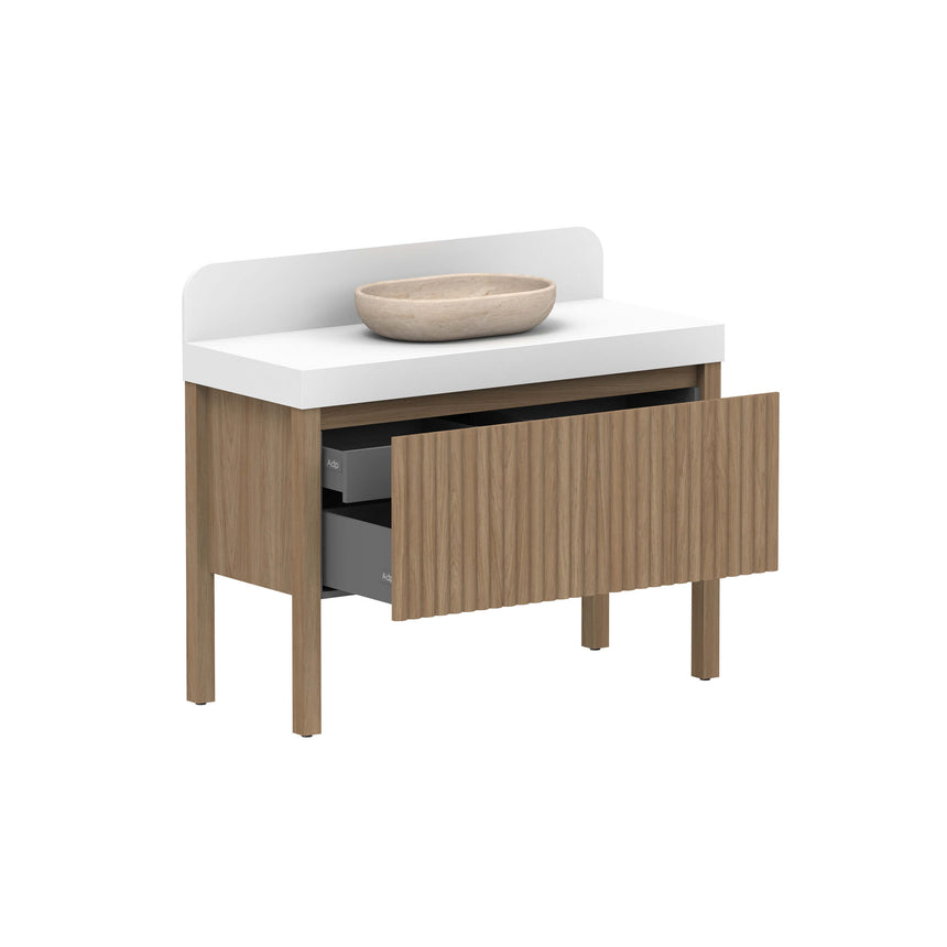 ADP Harper All Drawer Slim Floor Mount Vanity Cherry Pie Premium Solid Surface Vanity ADP