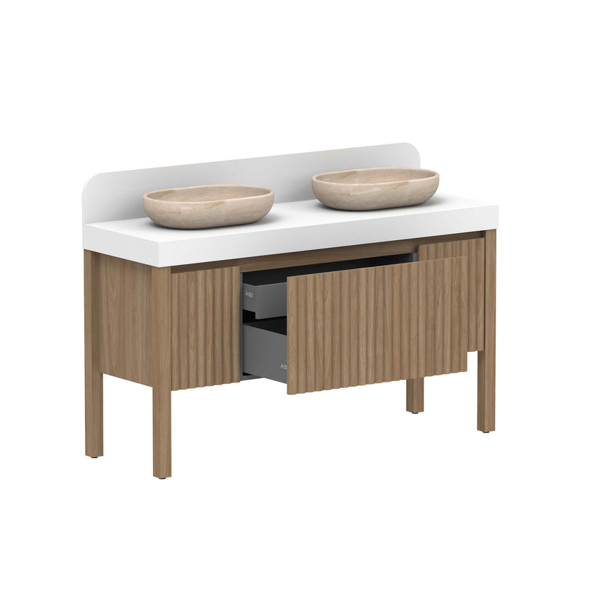 ADP Harper All Drawer Slim Floor Mount Vanity Cherry Pie Premium Solid Surface Vanity ADP