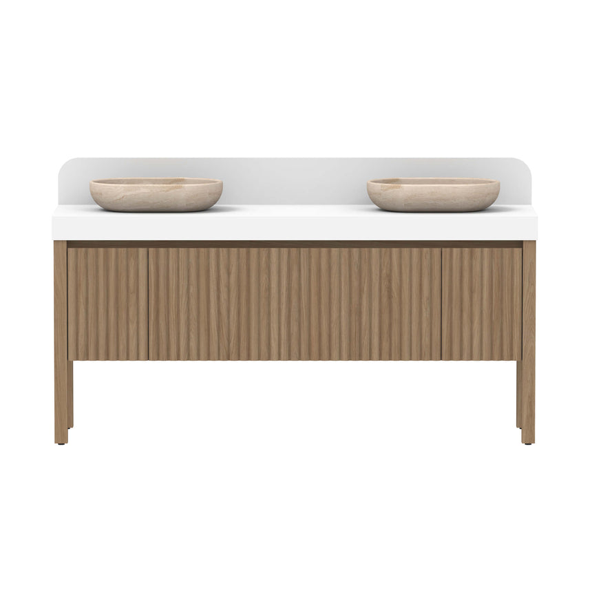 ADP Harper All Drawer Slim Floor Mount Vanity Cherry Pie Premium Solid Surface Vanity ADP