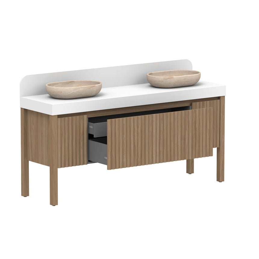 ADP Harper All Drawer Slim Floor Mount Vanity Cherry Pie Premium Solid Surface Vanity ADP