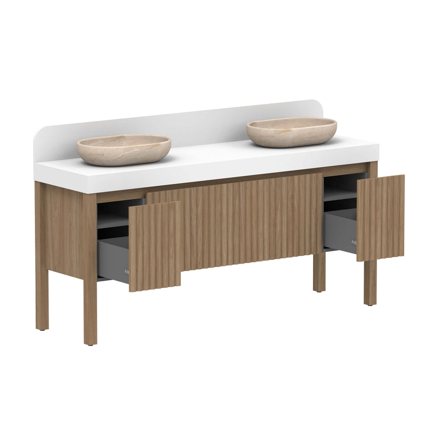 ADP Harper All Drawer Slim Floor Mount Vanity Cherry Pie Premium Solid Surface Vanity ADP