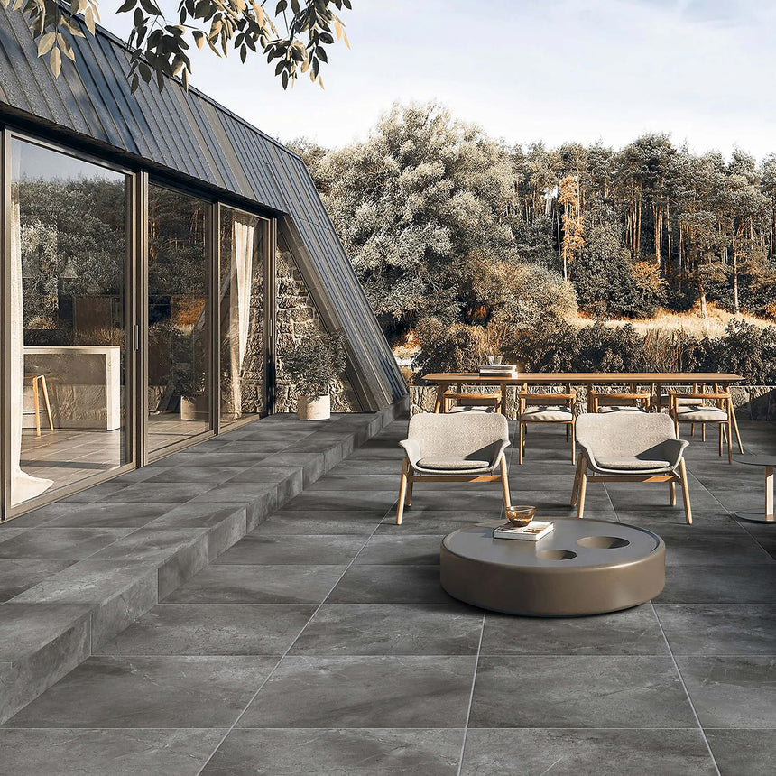 Chiswick 600x300 Matt Charcoal Stone Look Tiles Tilemall