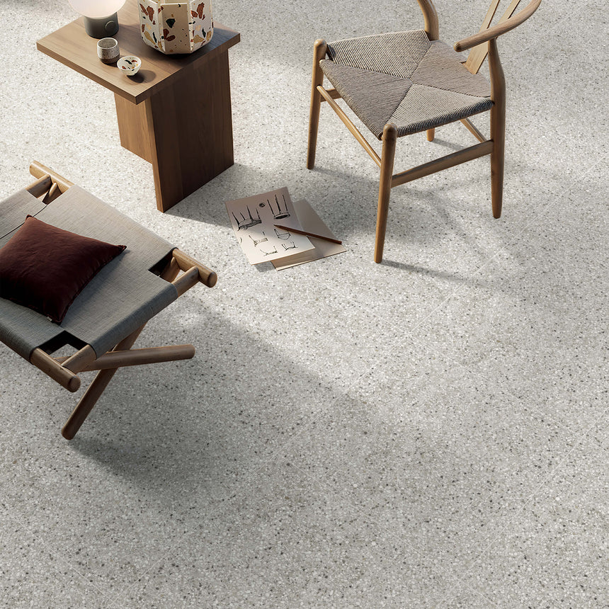 Shoreline 600x600 Matt Silver Grey Terrazzo Look Tiles Tilemall