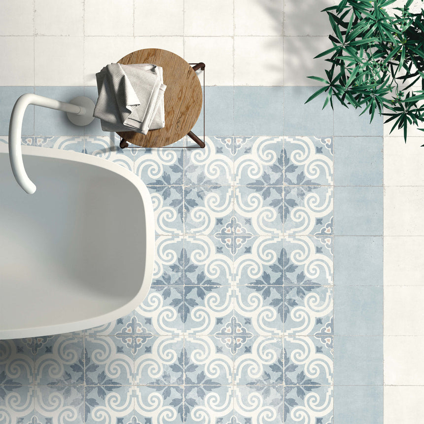 Valencia 200x200 Matt Blanco Encaustic Look Tiles Tilemall