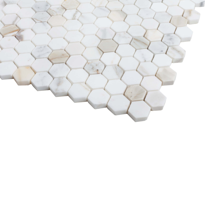 Natural Marble Mosaic Hexagon 25x25 Calacatta Gold Honed Marble Mosaic Tilemall