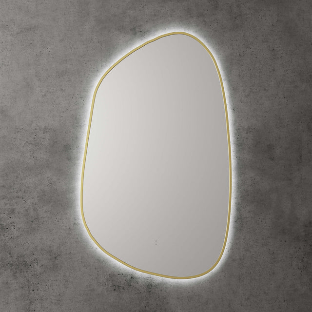 Tarcoola Asymmetric LED Mirror 553x903x36mm Brushed Gold LED Framed Mirror Aulic