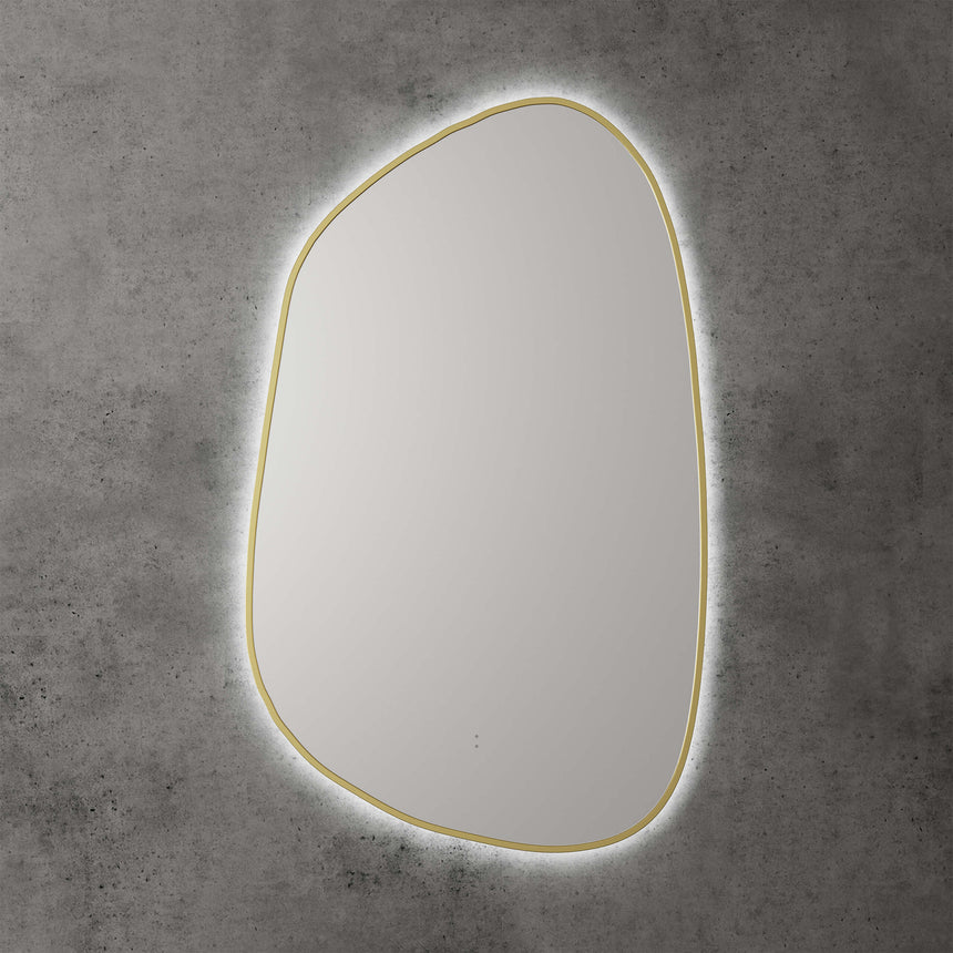 Tarcoola Asymmetric LED Mirror 553x903x36mm Brushed Gold LED Framed Mirror Aulic