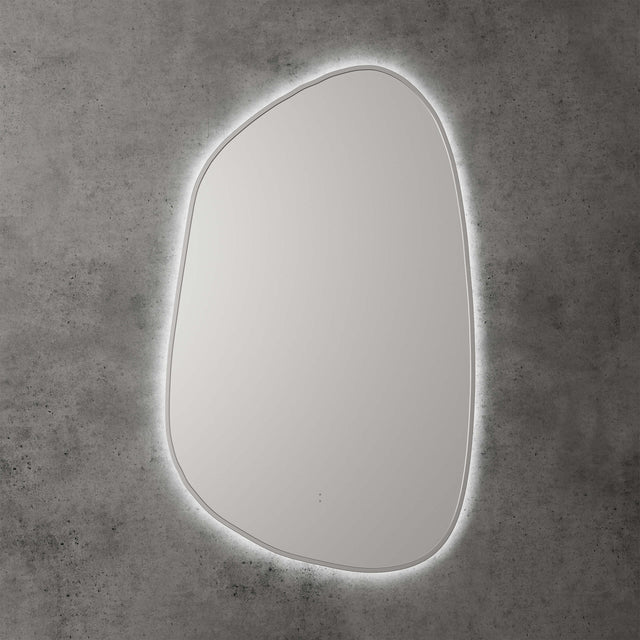 Tarcoola Asymmetric LED Mirror 553x903x36mm Brushed Nickel LED Framed Mirror Aulic